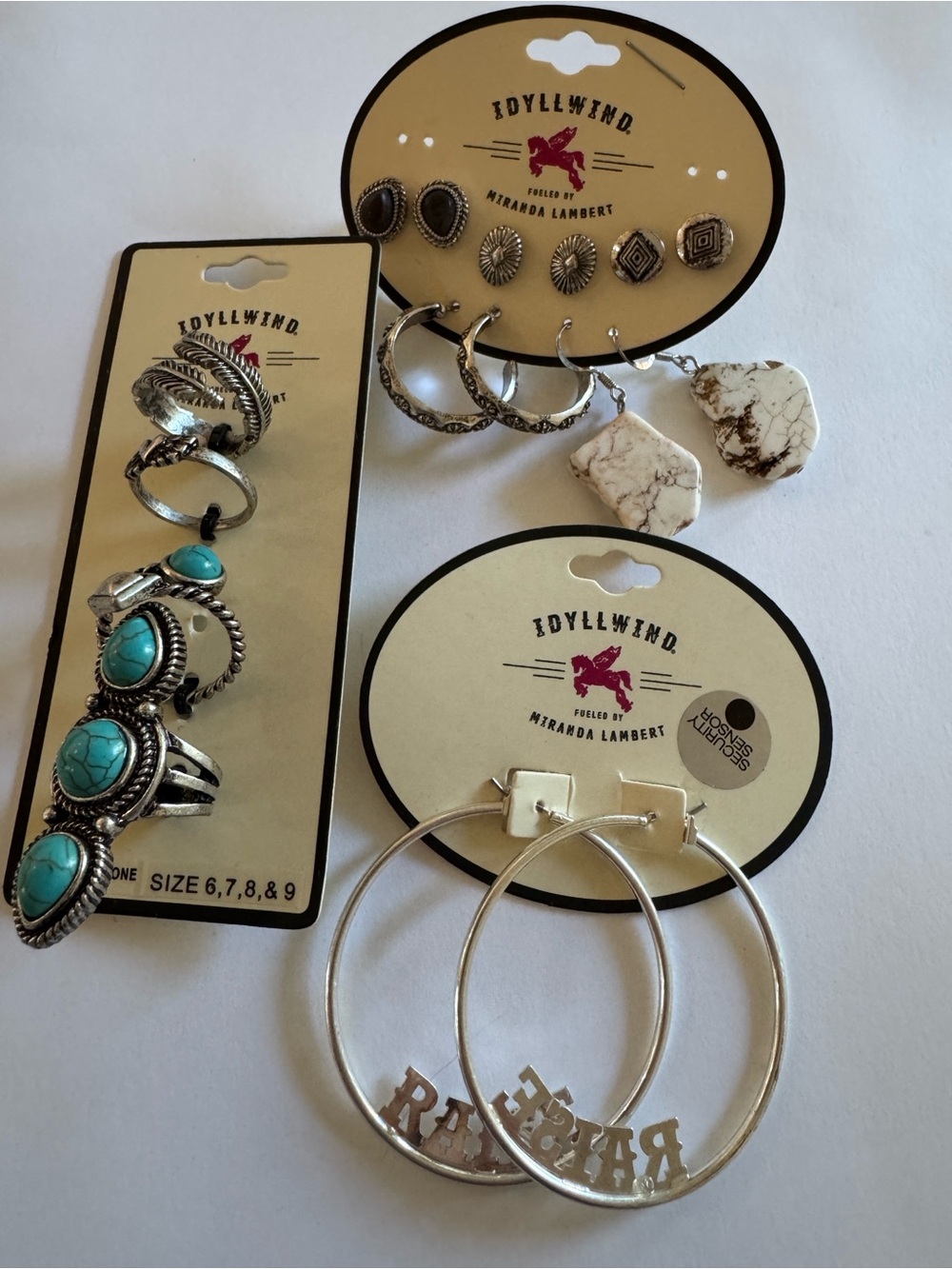 Idyllwind Silver Hoop and Turquoise Accent Earring Set